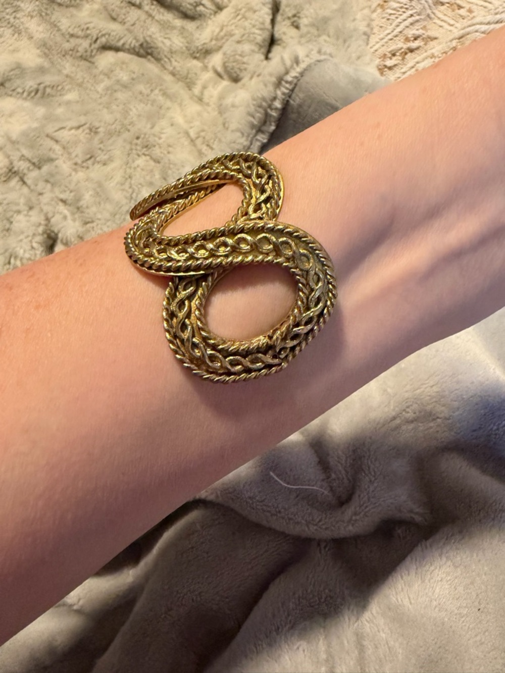 Rustic Cuff Gold Bangle - Picture 4 of 6